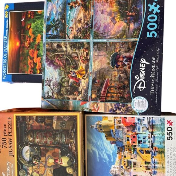 Jigsaw Puzzles Multi-Puzzle Collection Boxes contain 500-750 Pieces each. - Picture 1 of 5